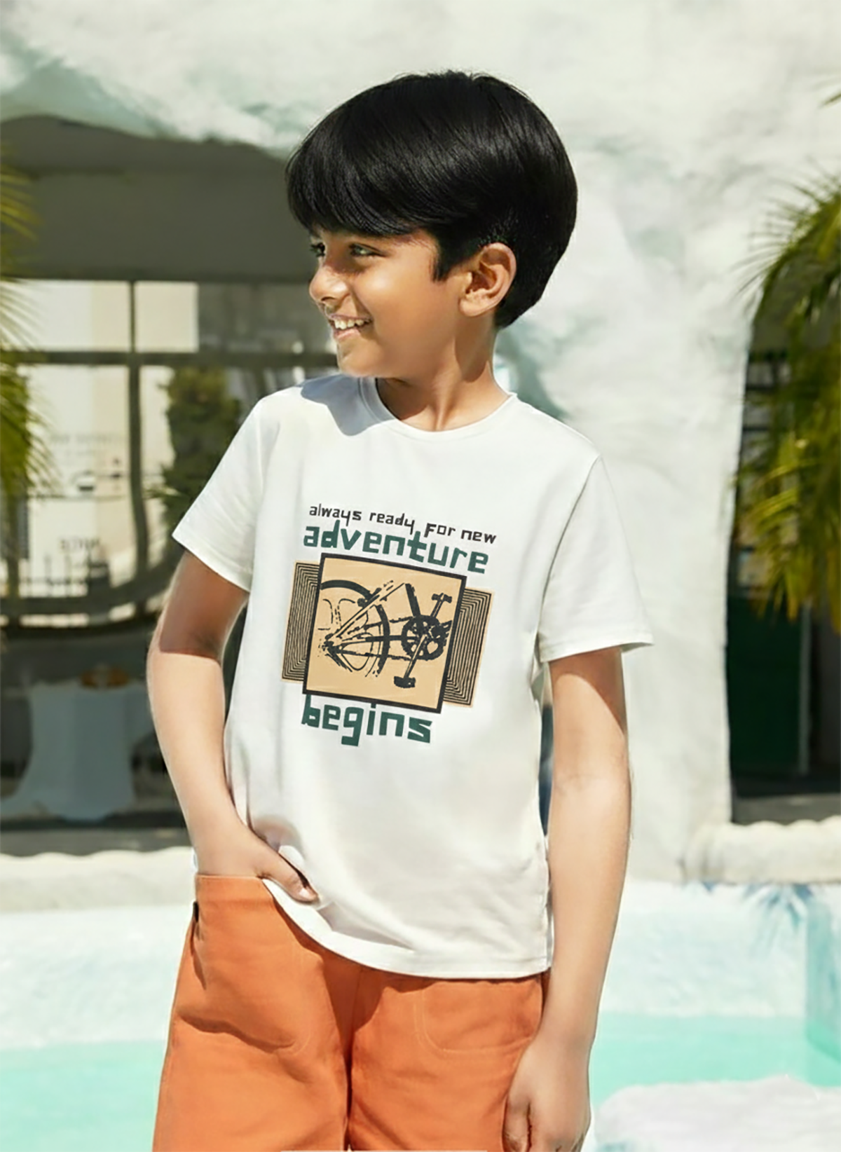 Biskid Boys "Adventure Begins" Bicycle and "DESERT" Graphic Short-Sleeve T-Shirt Combo (Pack of 2)