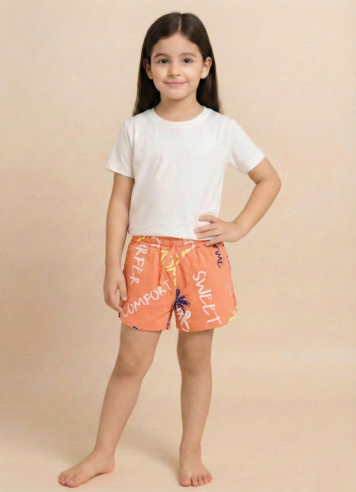 Girls Graphic Printed Dolphin Hem Shorts