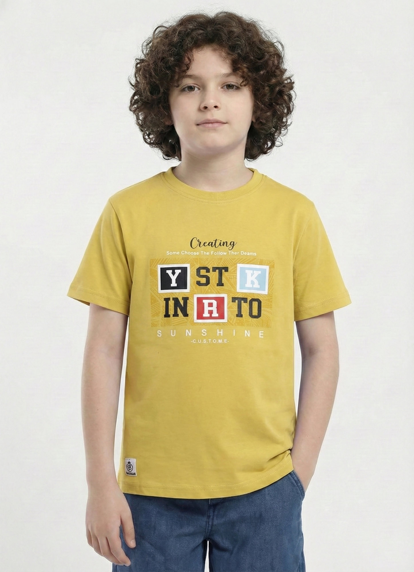 Biskid Boys "SUNSHINE" Typographic Yellow and "REBLE" Purple Graphic Short-Sleeve T-Shirt Combo (Pack of 2)