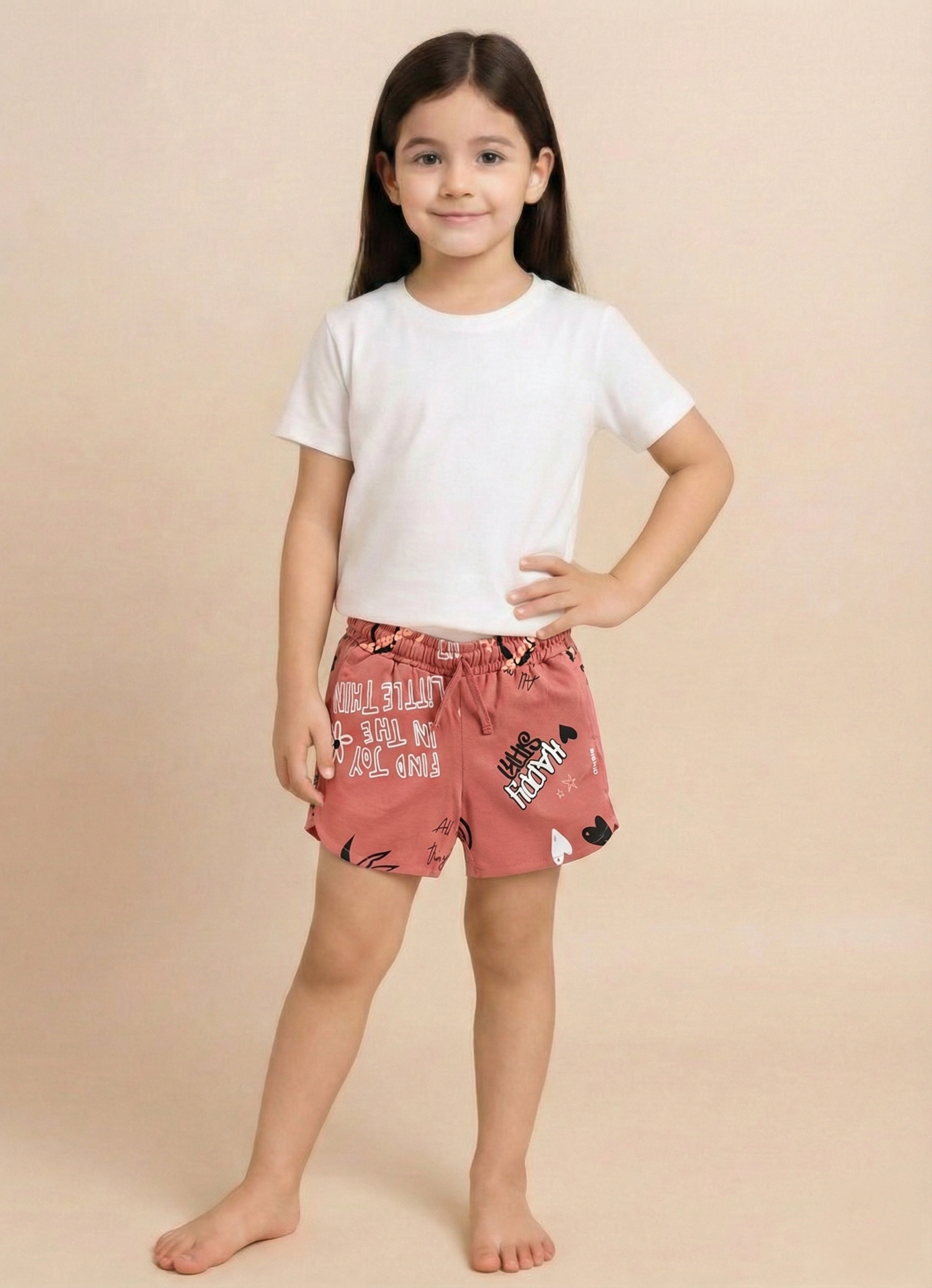 Girls Graphic Printed Dolphin Hem Shorts