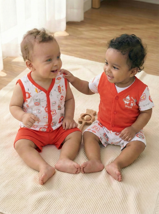 Baby Boys Monster Printed Cotton Clothing Set