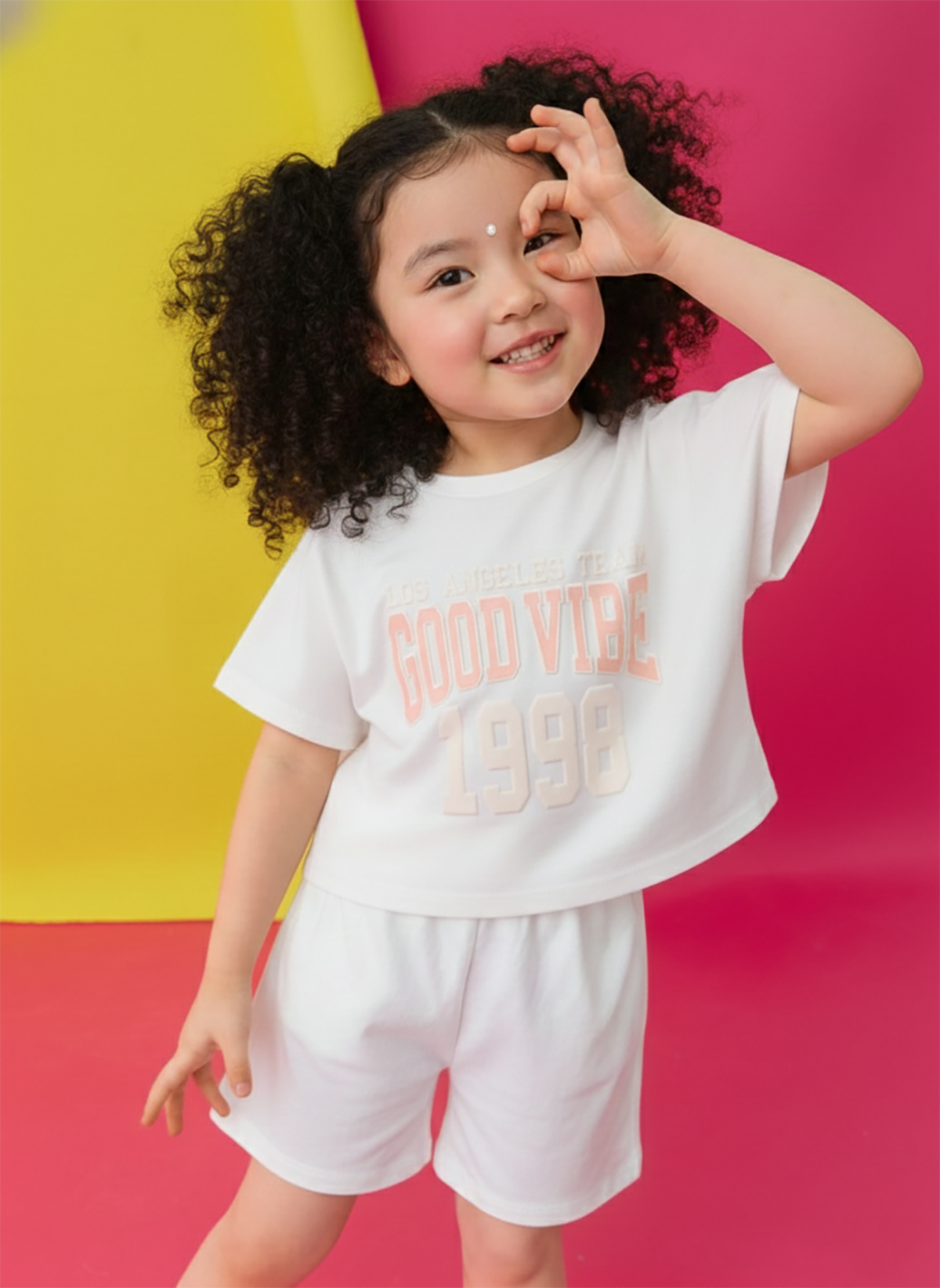 Biskid Girls "GAME ON" Dark Peach and "GOOD VIBE 1998" Cream Casual Cotton Crop Top Combo (Pack of 2)