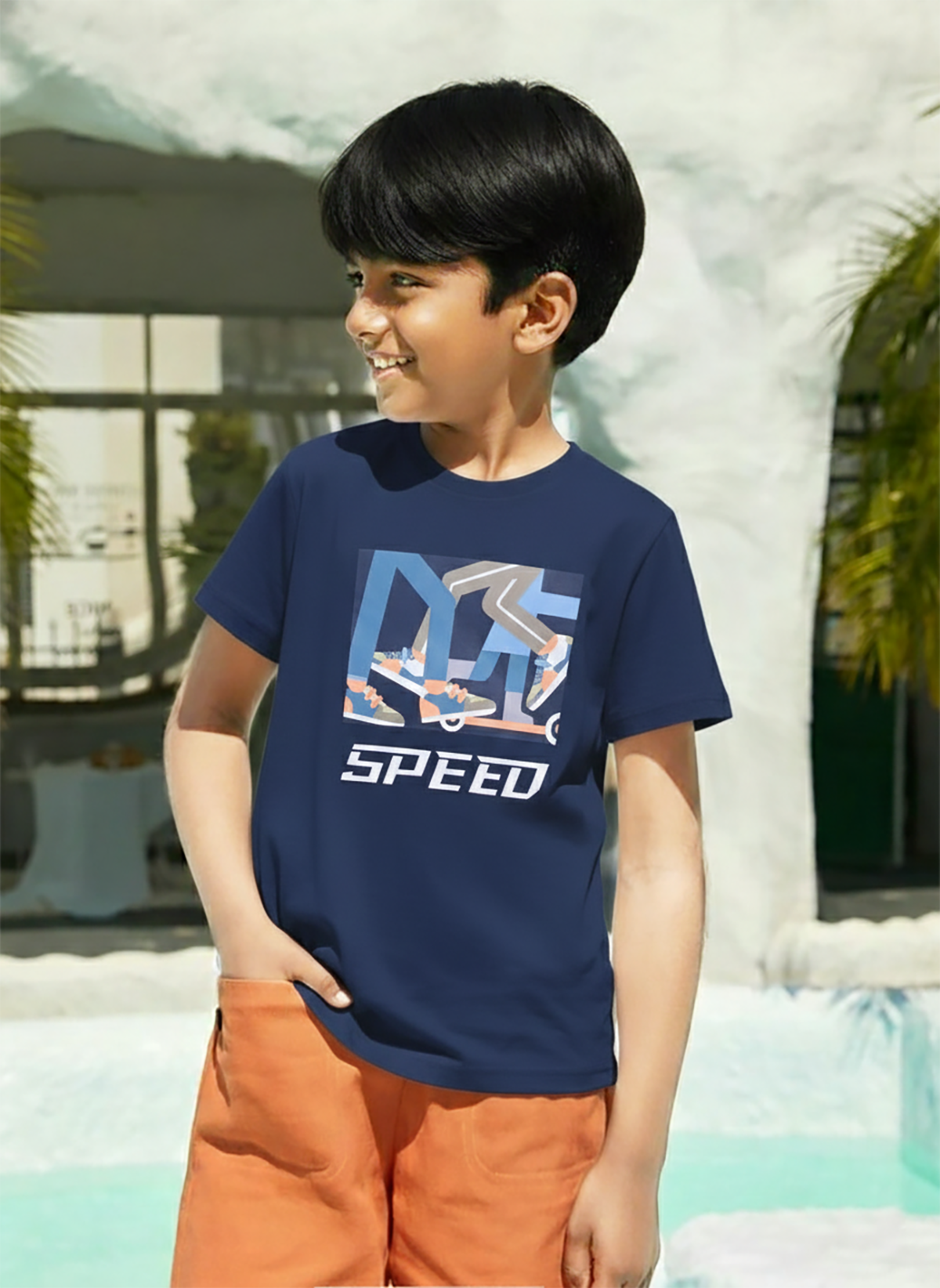 Biskid Boys Skater Checkered Frame and "SPEED" Graphic Short-Sleeve T-Shirt Combo (Pack of 2)