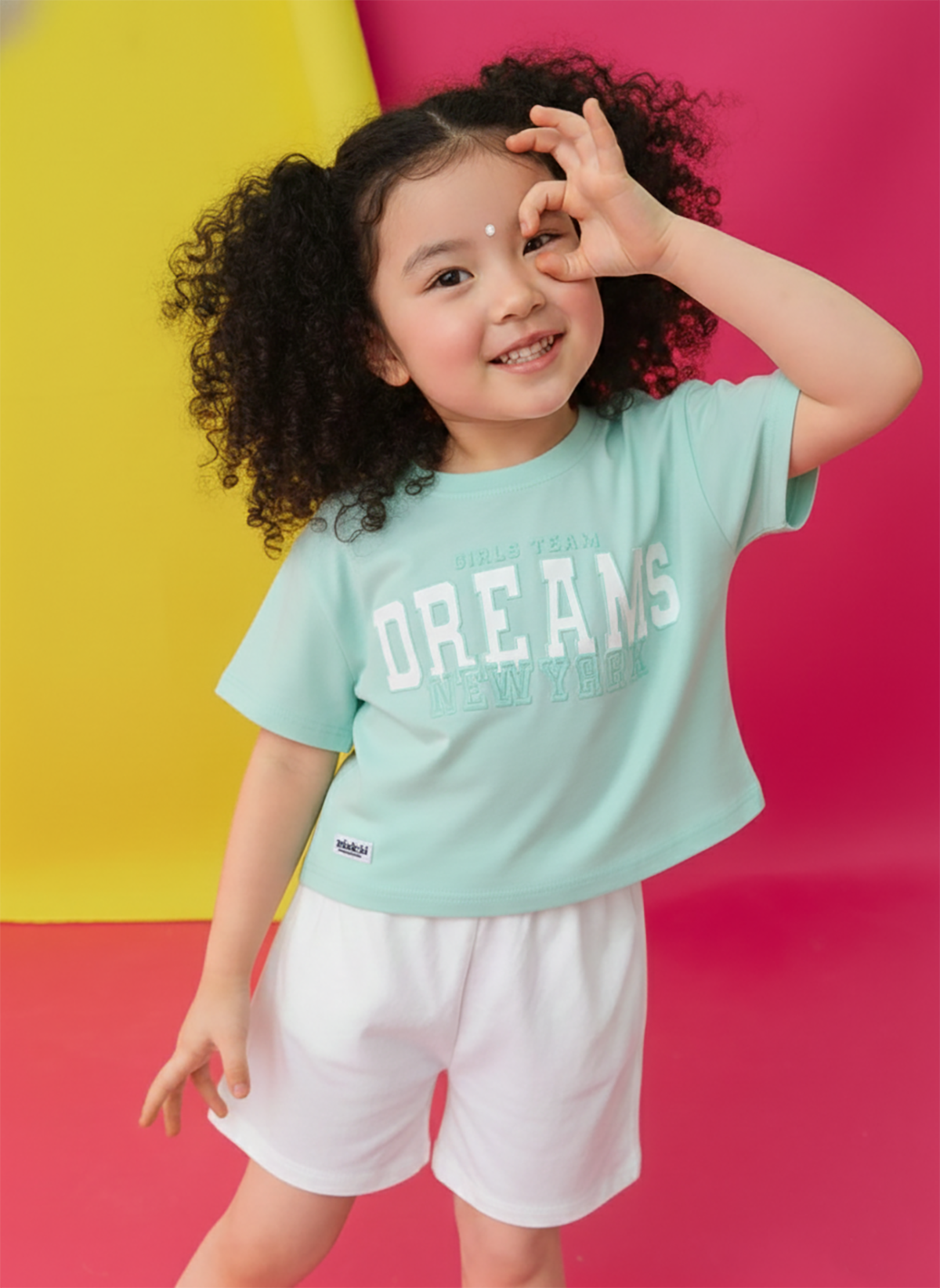 Biskid Girls "GOOD VIBE 1998" Light Peach and "DREAMS NEW YORK" Sea Green Casual Cotton Crop Top Combo (Pack of 2)
