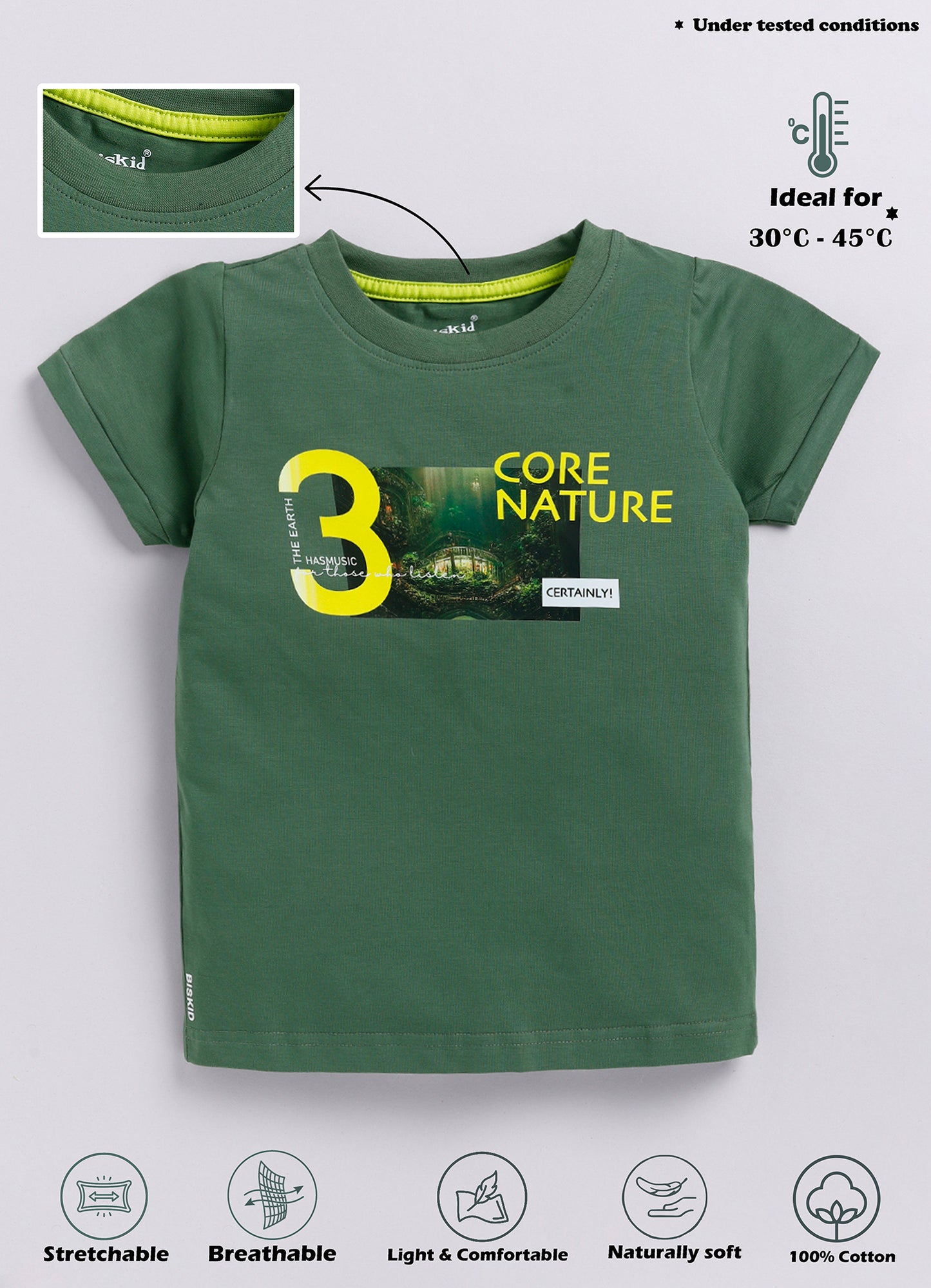 Biskid Boys "Core Nature" Graphic T-Shirt - Forest Green