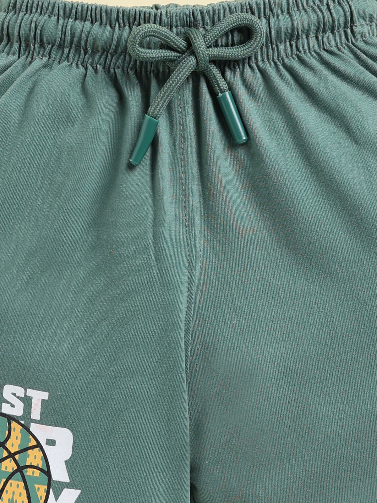 Boys Solid Colour Small Ghaphic Print Cotton Shorts