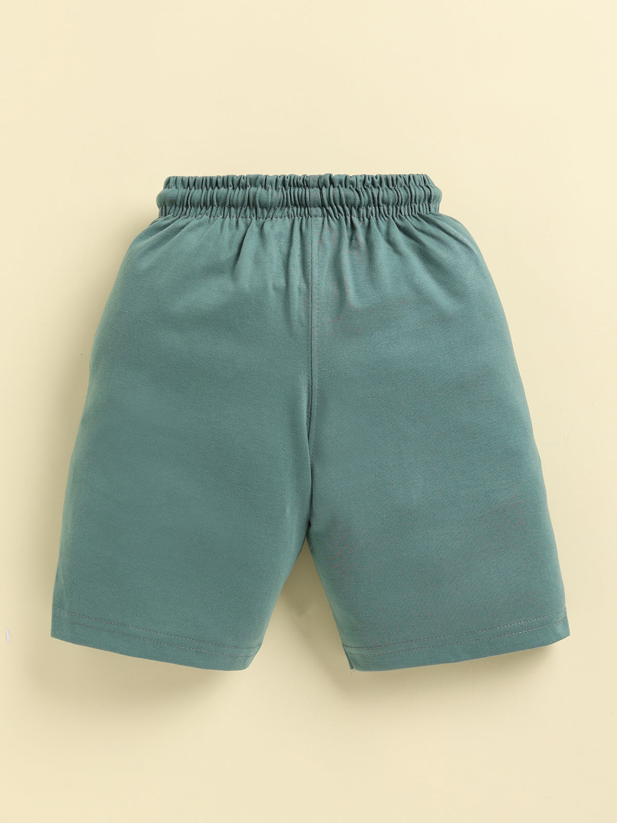Boys Solid Colour Small Ghaphic Print Cotton Shorts