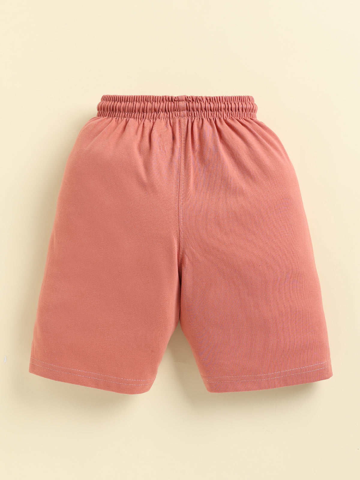 Boys Solid Colour Small Ghaphic Print Cotton Shorts