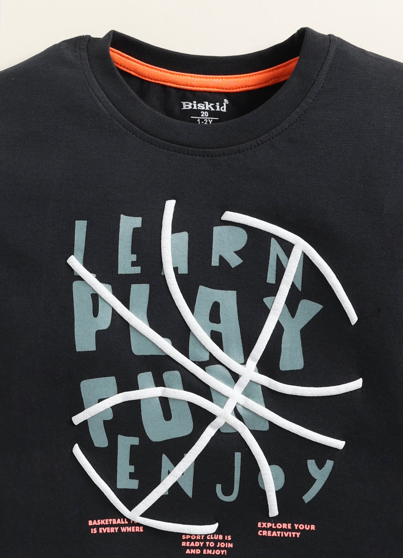 Biskid Boys "Learn Play Fun Enjoy" Basketball Graphic Long-Sleeve T-Shirt - Black