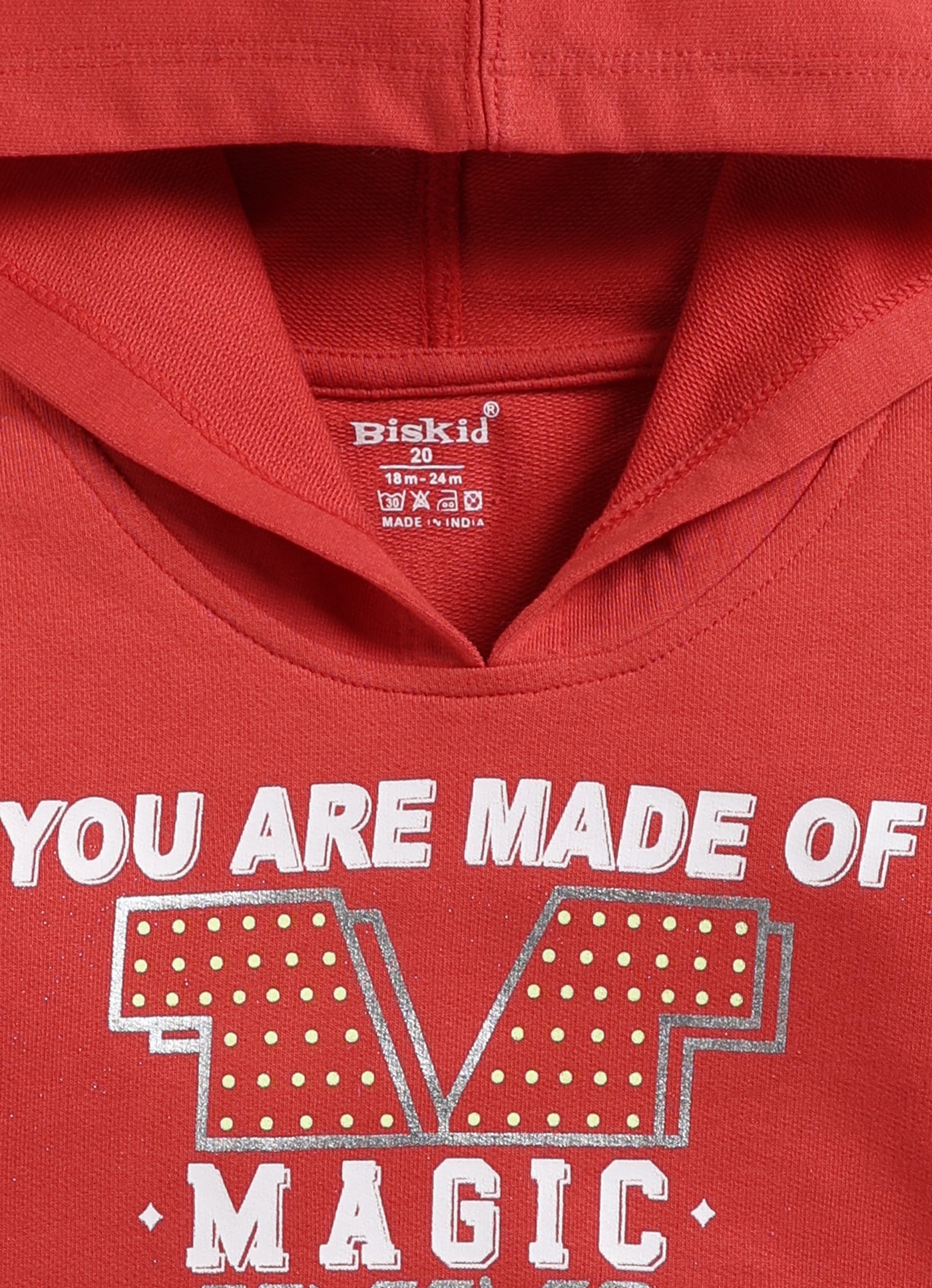 Biskid Girls "Made of Magic" Graphic Hooded Sweatshirt - Red