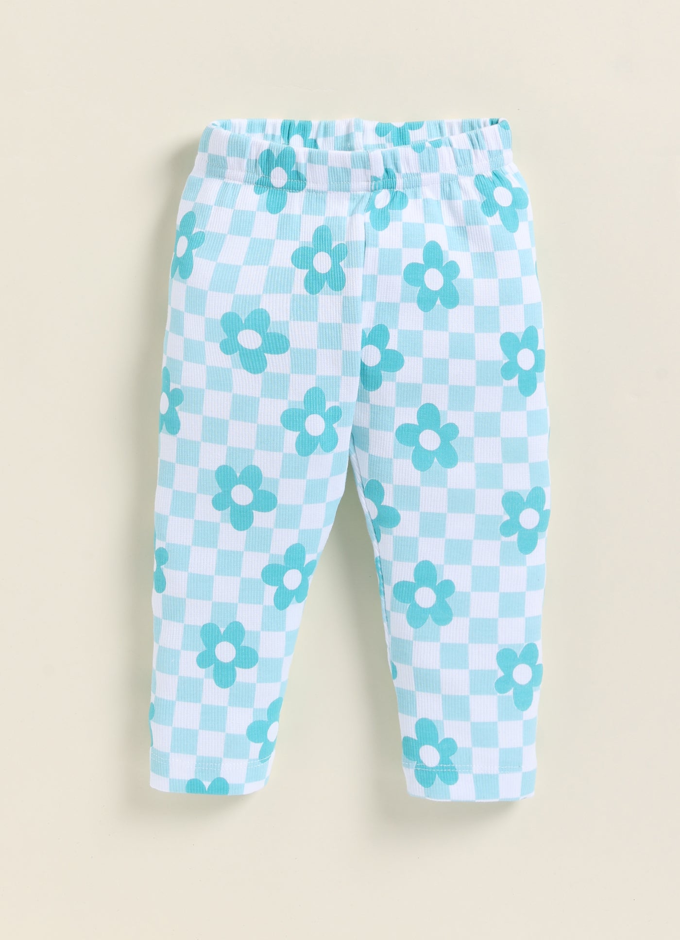 Annie Girls "Beauty" Floral Checkerboard Long-Sleeve Clothing Set - Sky Blue