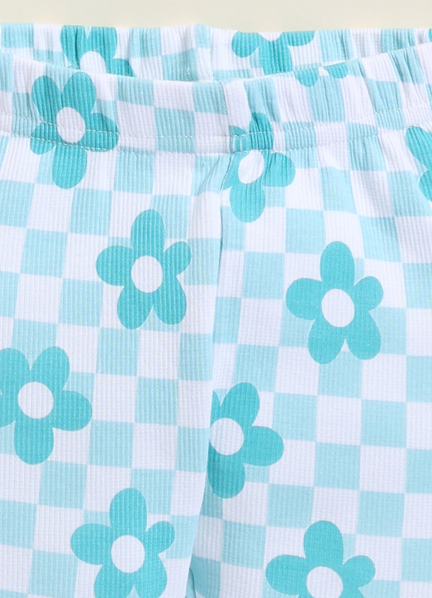 Annie Girls "Beauty" Floral Checkerboard Long-Sleeve Clothing Set - Sky Blue
