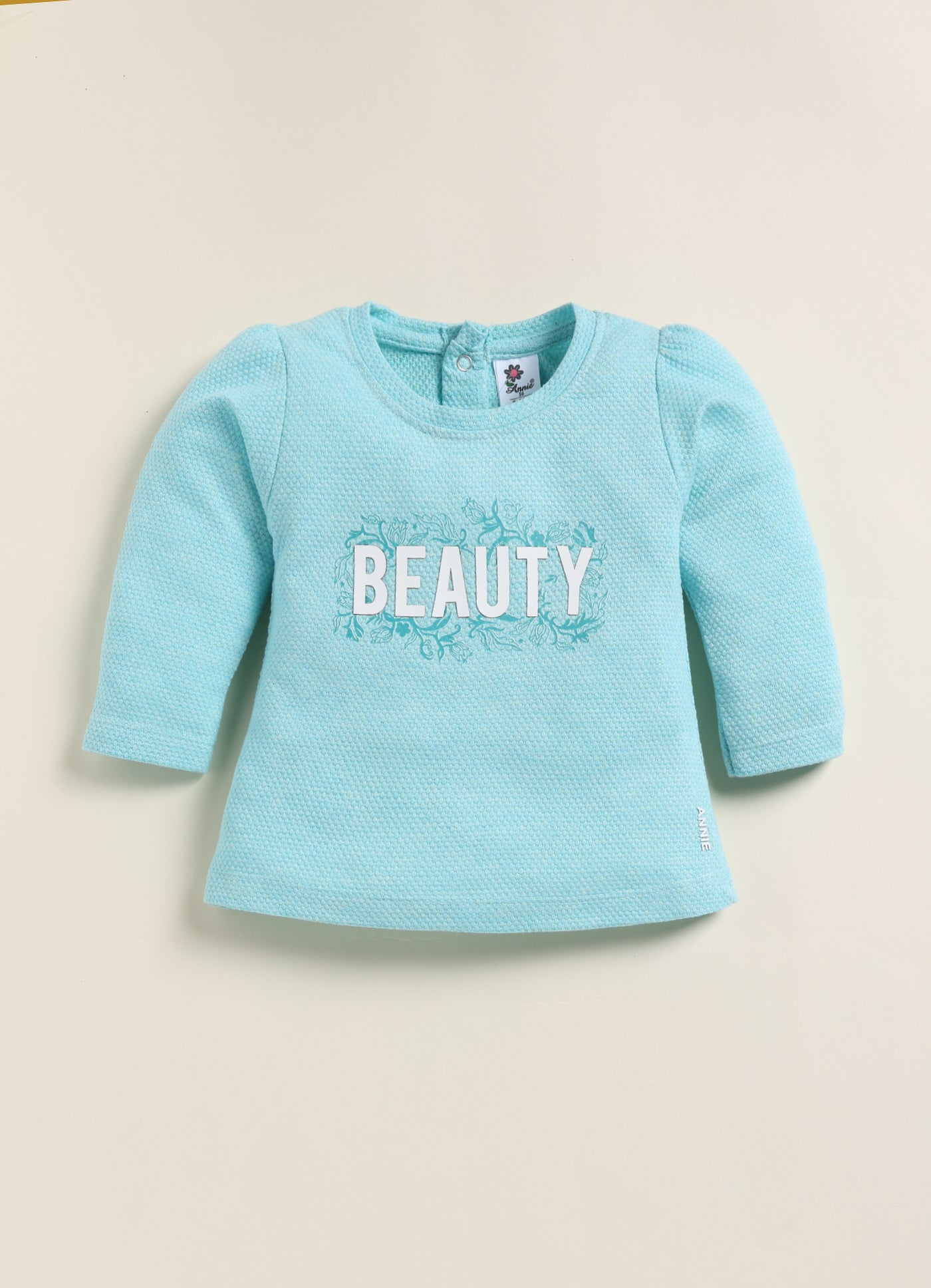 Annie Girls "Beauty" Floral Checkerboard Long-Sleeve Clothing Set - Sky Blue