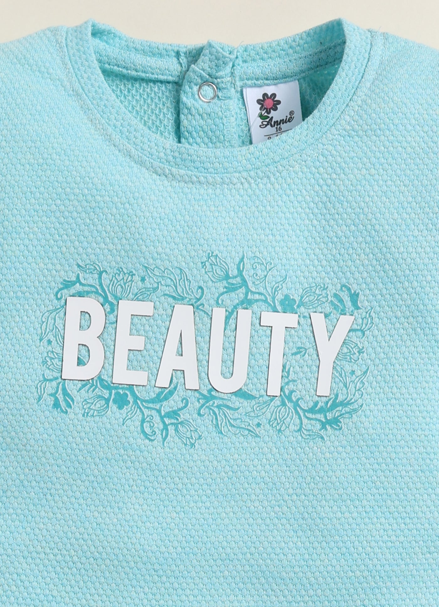 Annie Girls "Beauty" Floral Checkerboard Long-Sleeve Clothing Set - Sky Blue