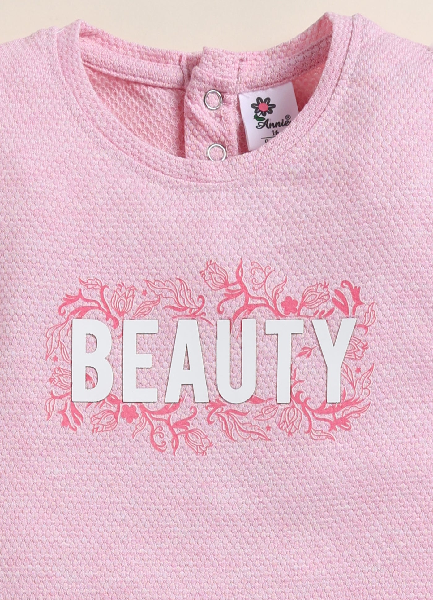 Annie Girls "Beauty" Floral Checkerboard Long-Sleeve Clothing Set - Pink