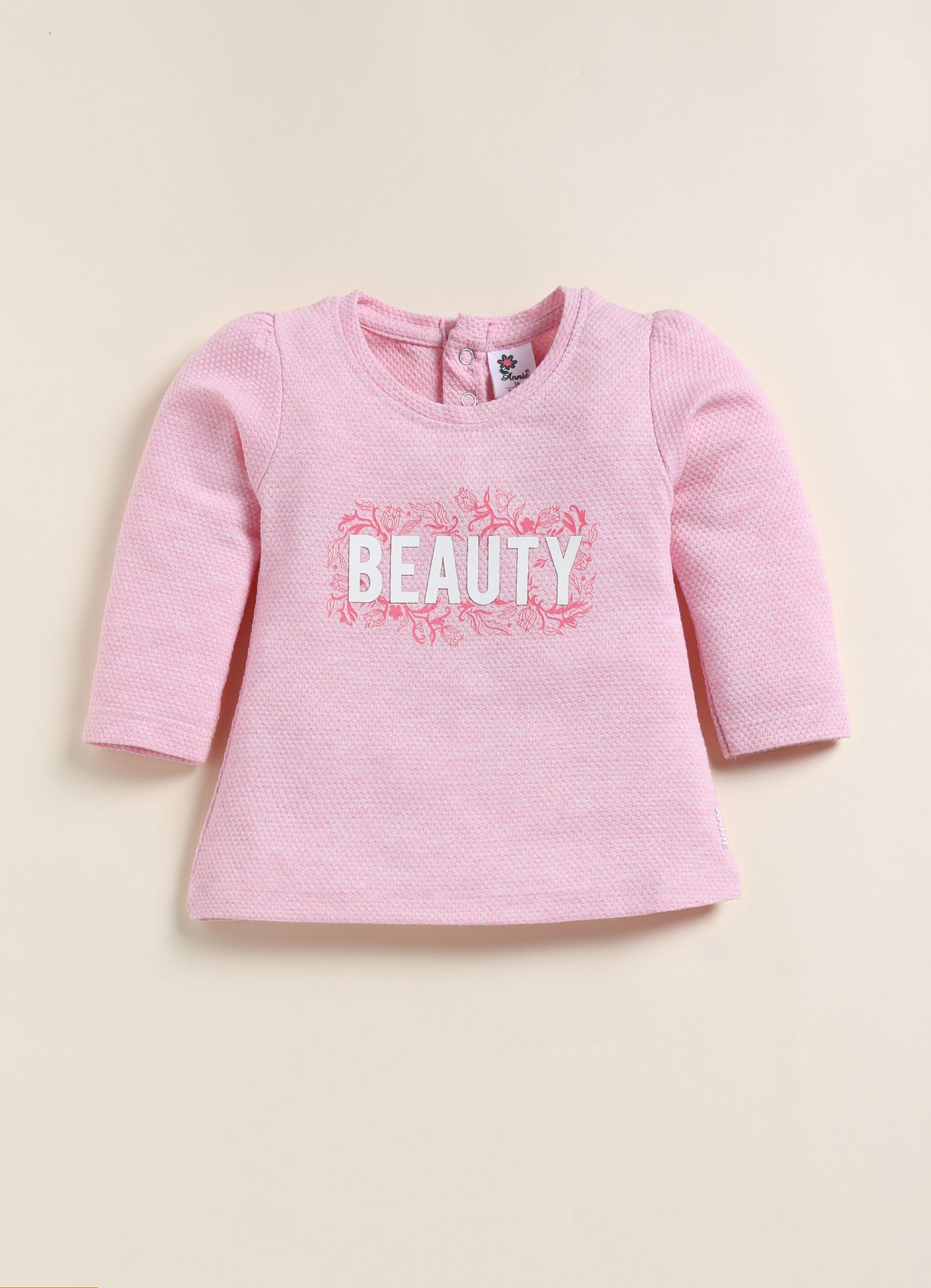 Annie Girls "Beauty" Floral Checkerboard Long-Sleeve Clothing Set - Pink
