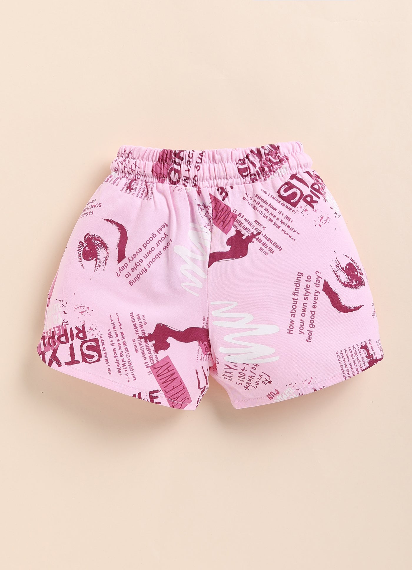 Girls Graphic Printed Dolphin Hem Shorts