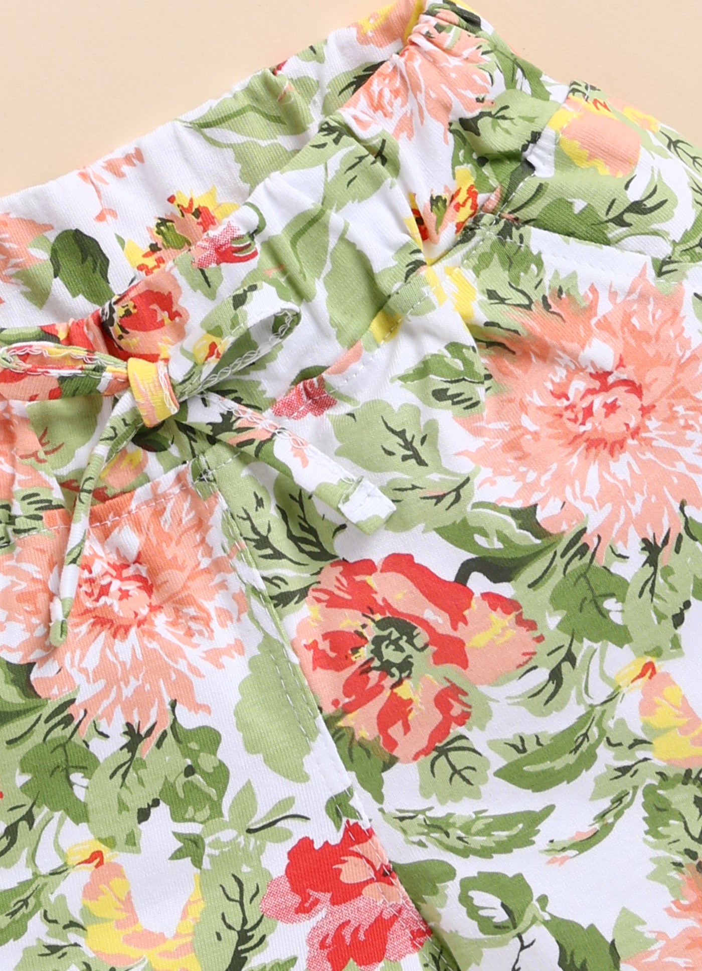 Biskid Summer Botanical Green Leaf Shorts for Girls