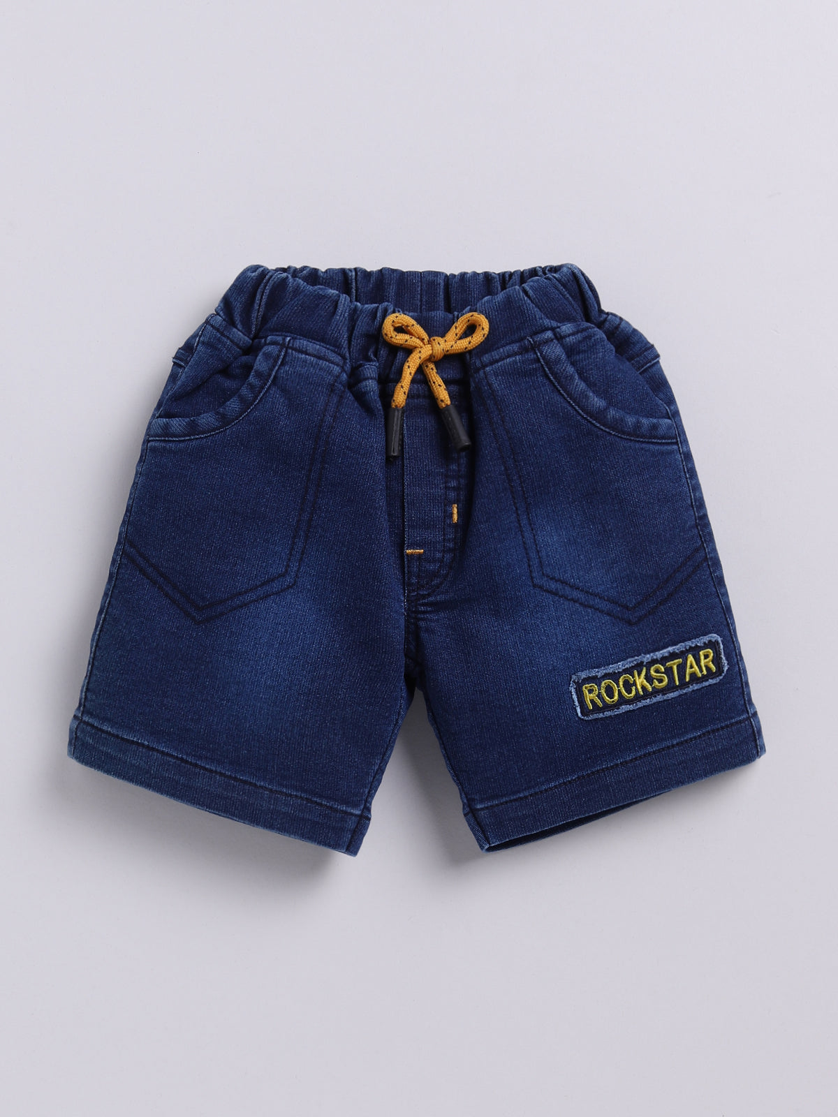 Todos Boys "Rock Star" Mickey Mouse T-Shirt and Denim Shorts Set - Mustard Yellow