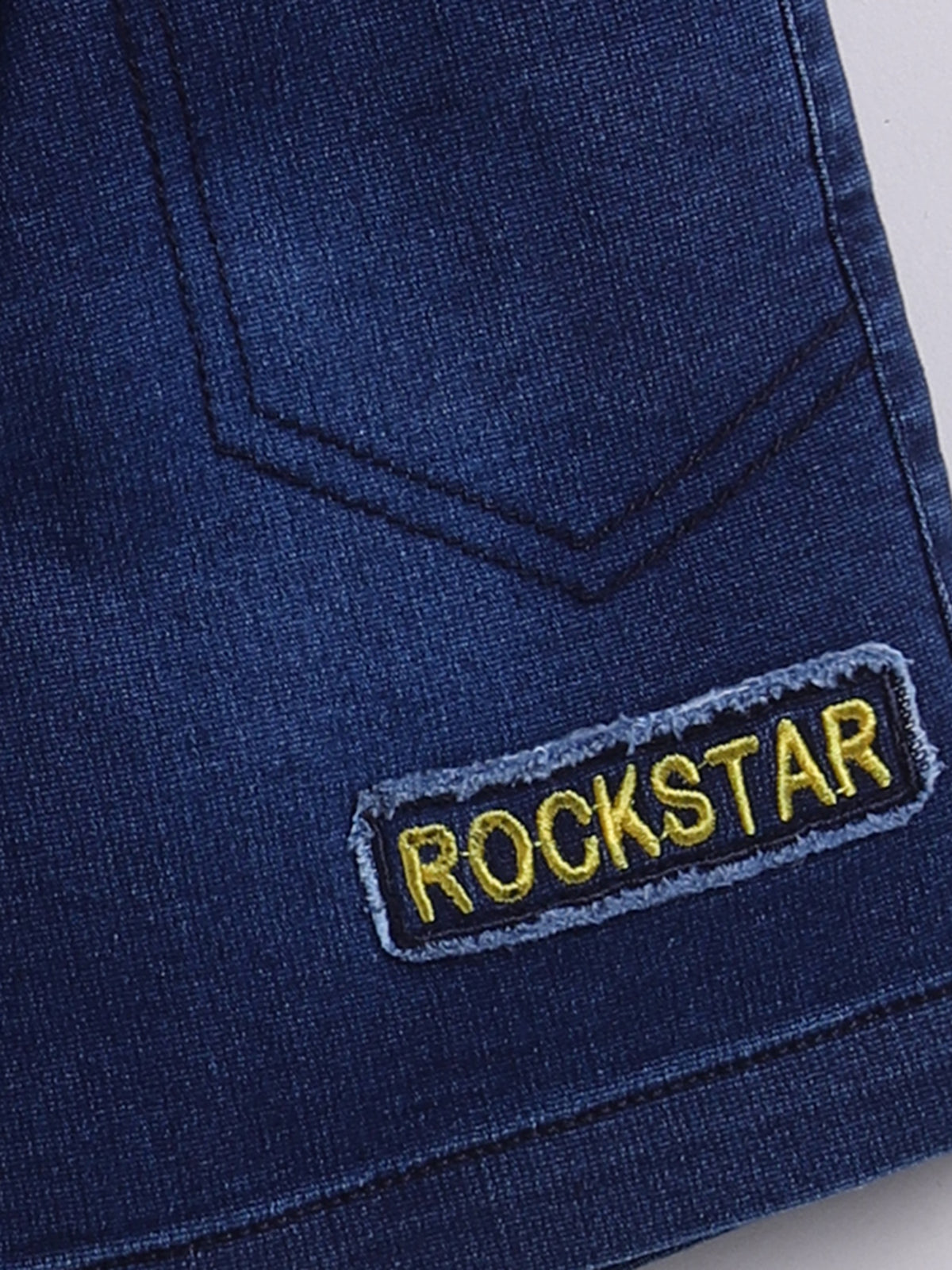 Todos Boys "Rock Star" Mickey Mouse T-Shirt and Denim Shorts Set - Mustard Yellow