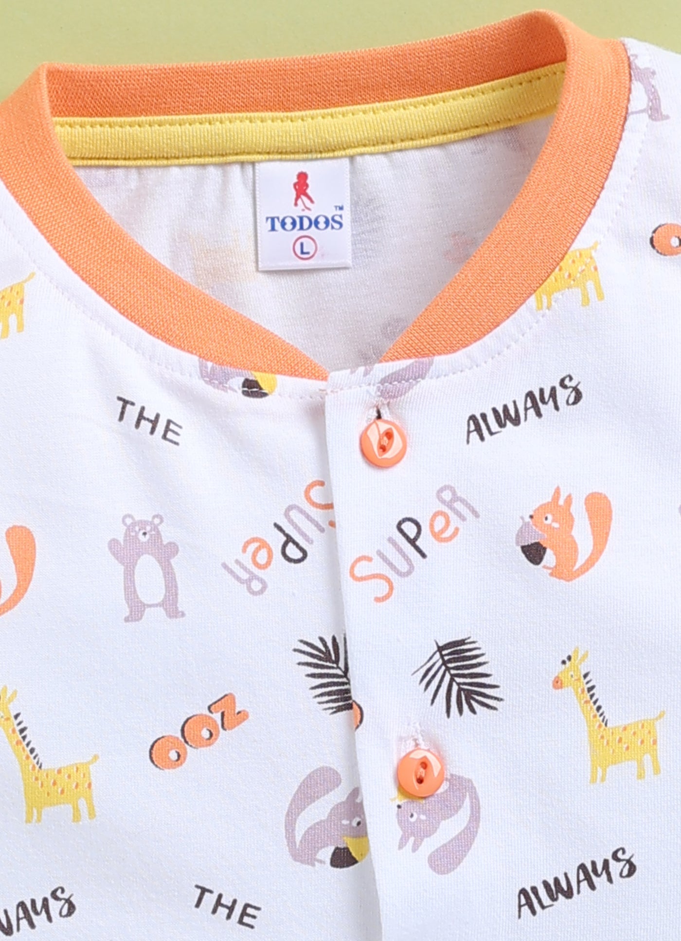 Boys Orange Always Super Zoo Clothing Set