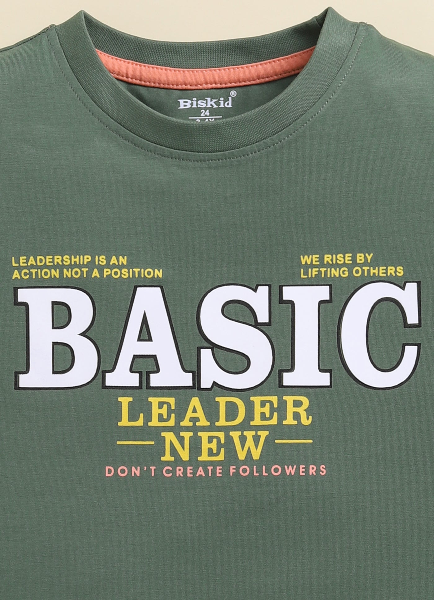 Biskid Boys "BASIC LEADER" Green and "BTDN" Navy Blue Typographic Short-Sleeve T-Shirt Combo (Pack of 2)