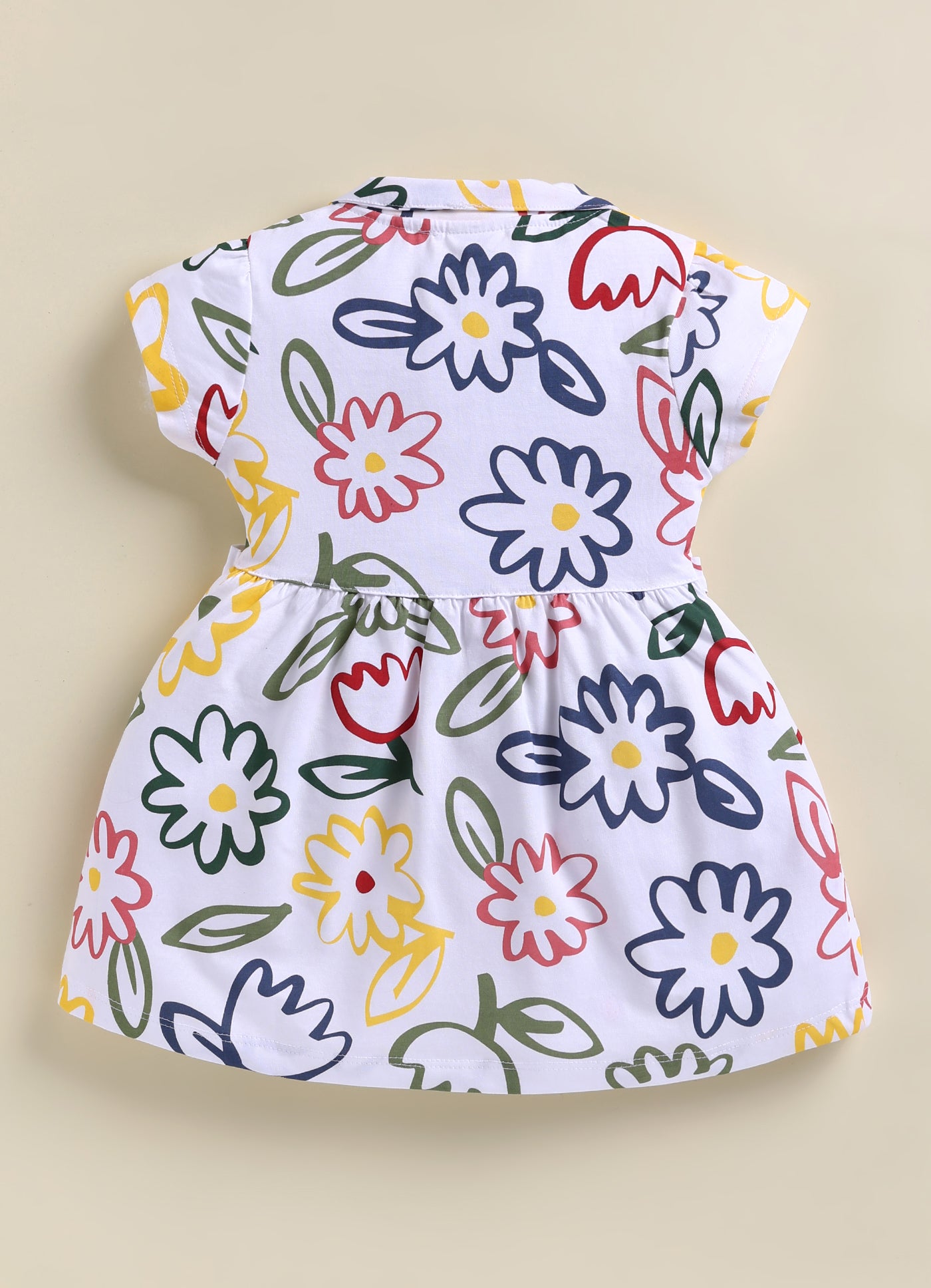 Annie Girls Abstract Floral Print Collared Frock - Green