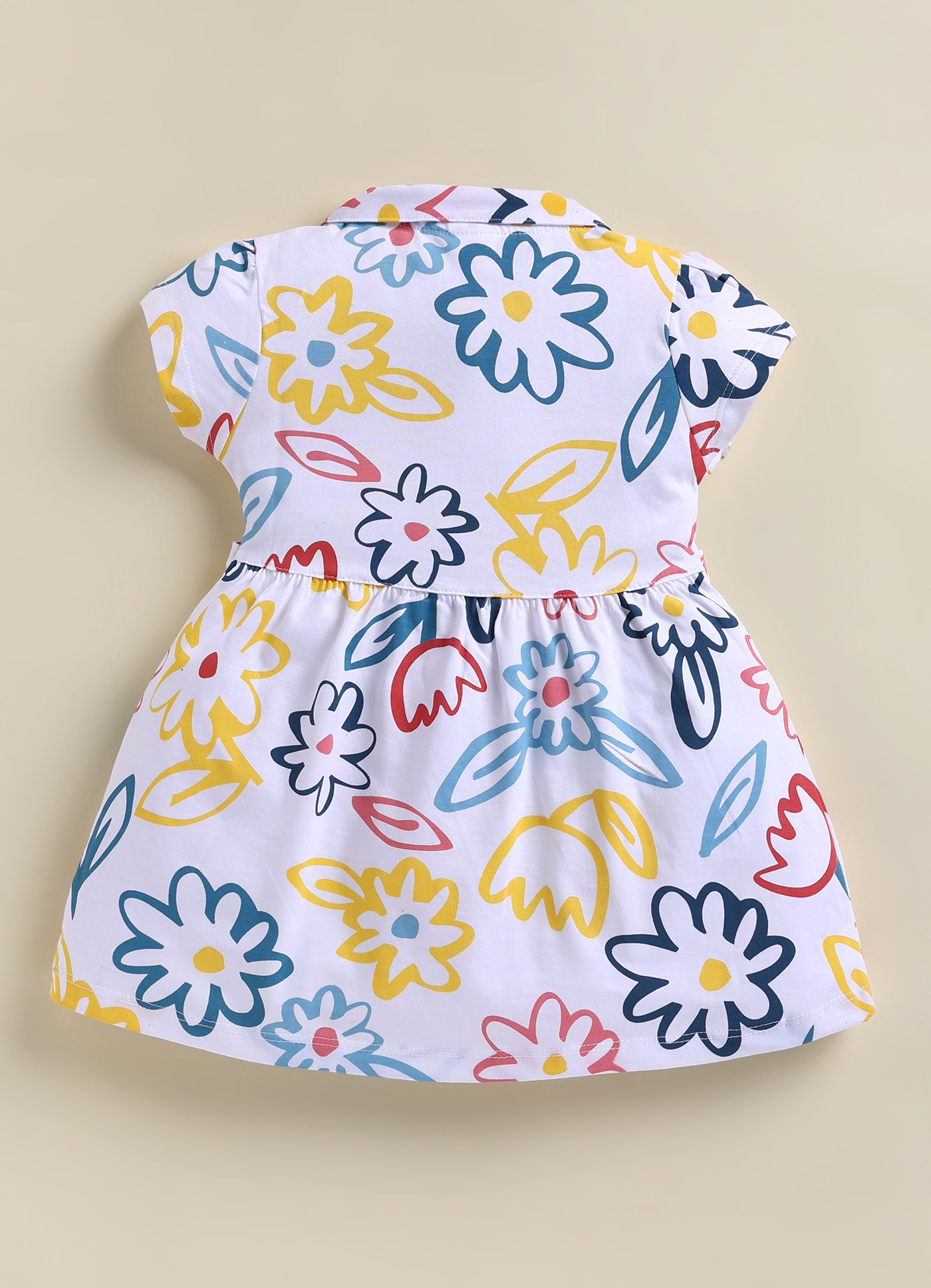 Annie Girls Abstract Floral Print Collared Frock - Blue