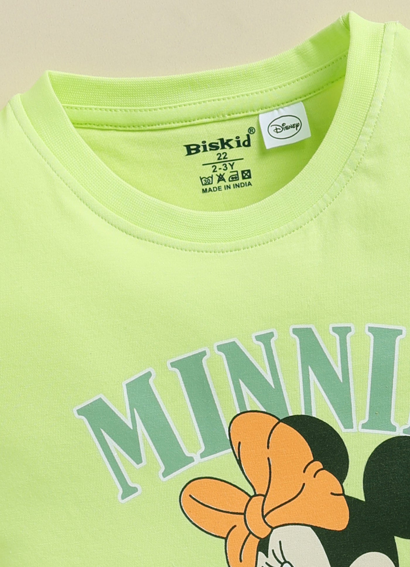 Biskid Girls Disney "Minnie & Friends" Cream and Minnie Mouse Light Green Short-Sleeve Top Combo (Pack of 2)