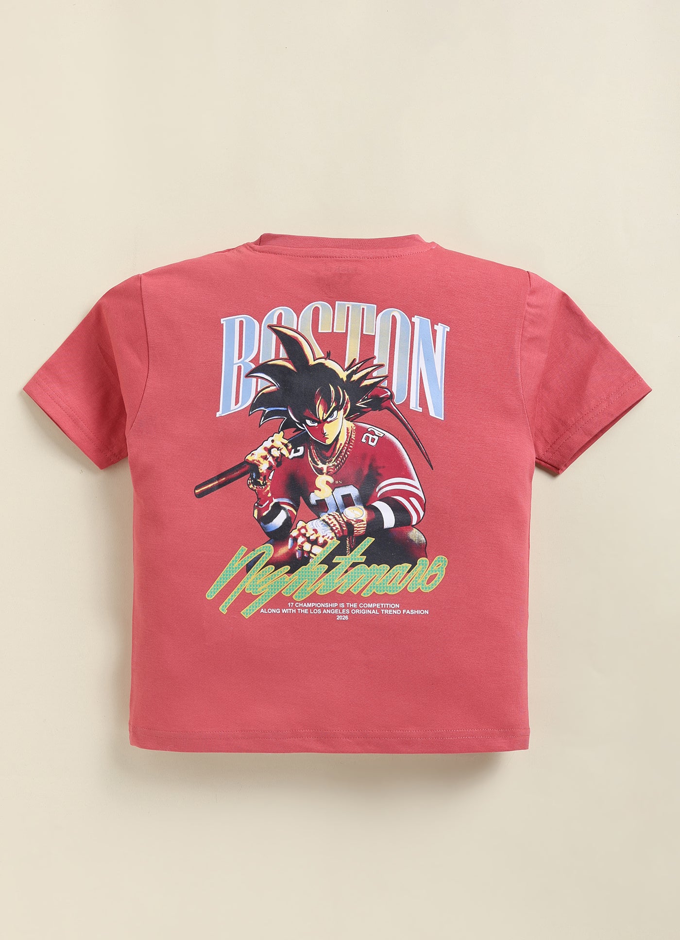 Biskid Boys "Boston" Graphic Crew Neck T-Shirt - Brick Red