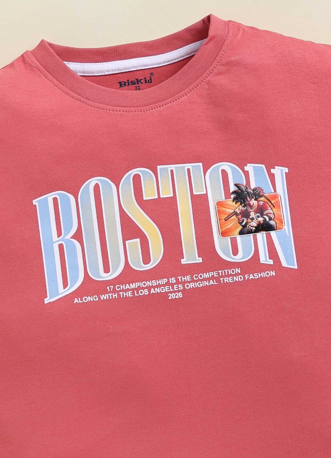 Biskid Boys "Boston" Graphic Crew Neck T-Shirt - Brick Red