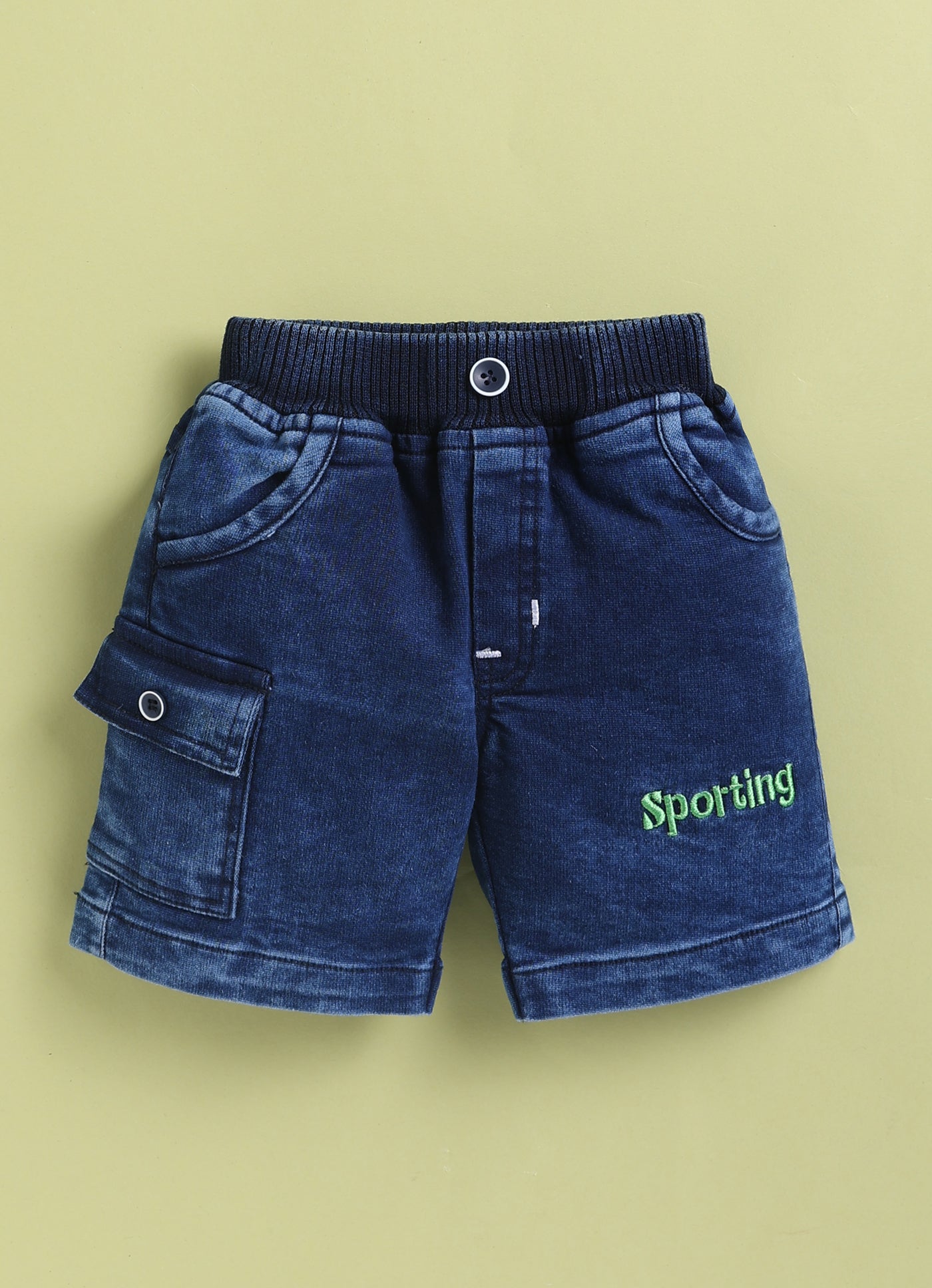 TODOS Boys Sporty Graphic Henley Blue T-Shirt and Cargo Shorts Set