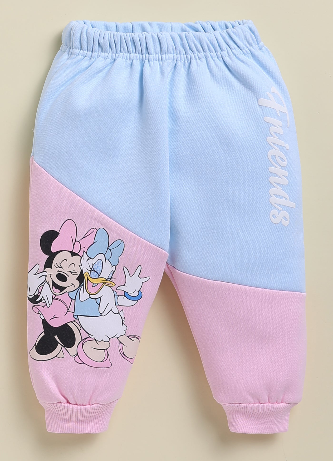 Annie Kids Fleece Knit to Knit Full Sleeves Minnie and Daisy Printed Winterwear Sweatshirts & Pant - Orange