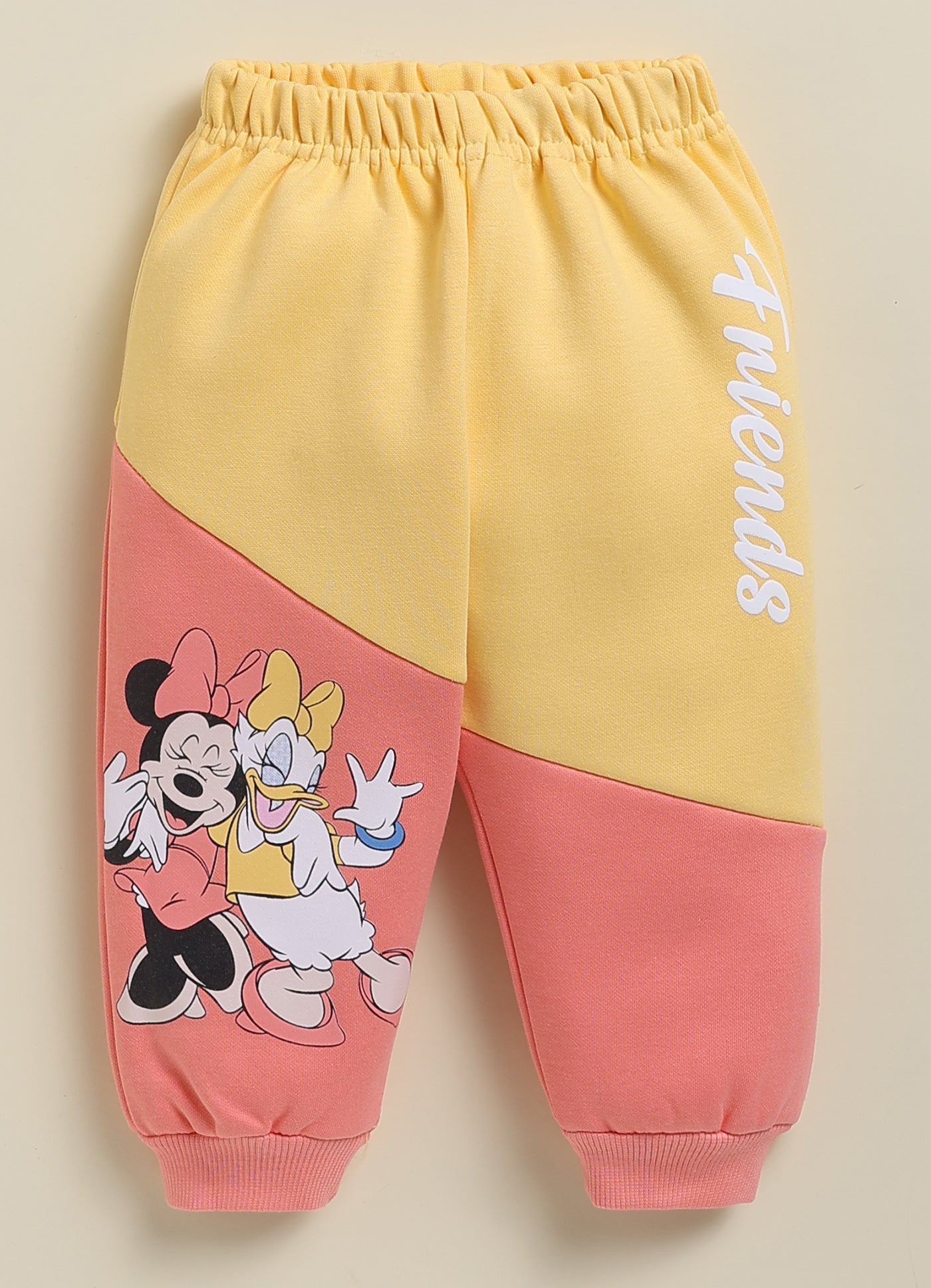 Annie Kids Fleece Knit to Knit Full Sleeves Minnie and Daisy Printed Winterwear Sweatshirts & Pant - Orange