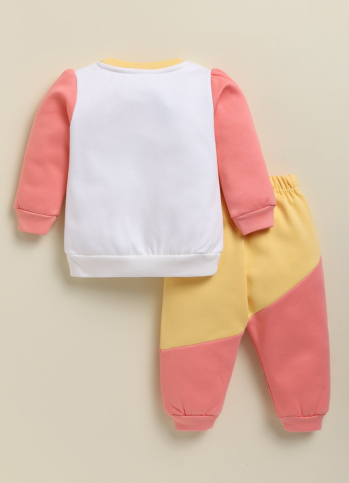 Annie Kids Fleece Knit to Knit Full Sleeves Minnie and Daisy Printed Winterwear Sweatshirts & Pant - Orange