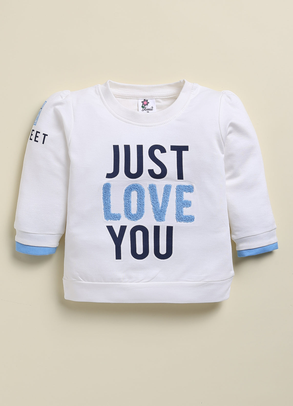 Annie White & Blue Sweatshirt and Jogger Set for Girls