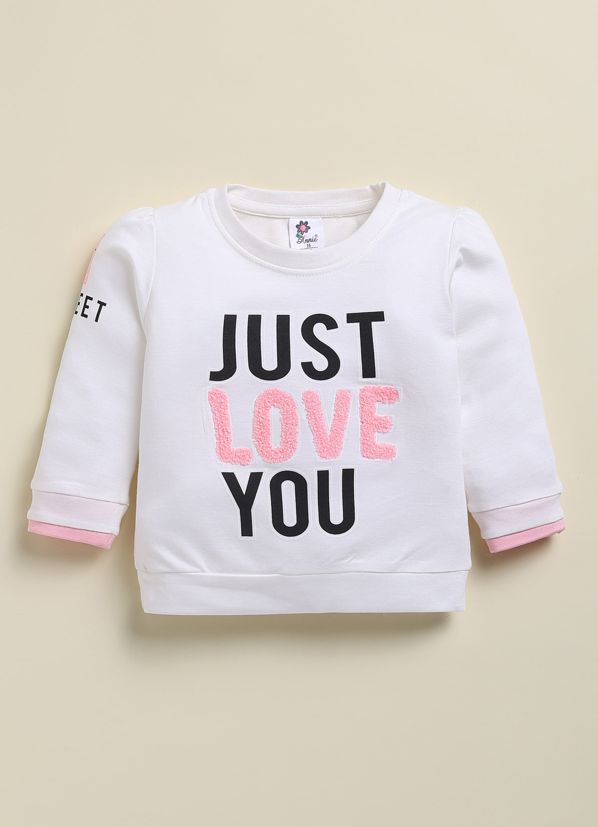 Annie White & Pink  Sweatshirt and Jogger Set for Girls