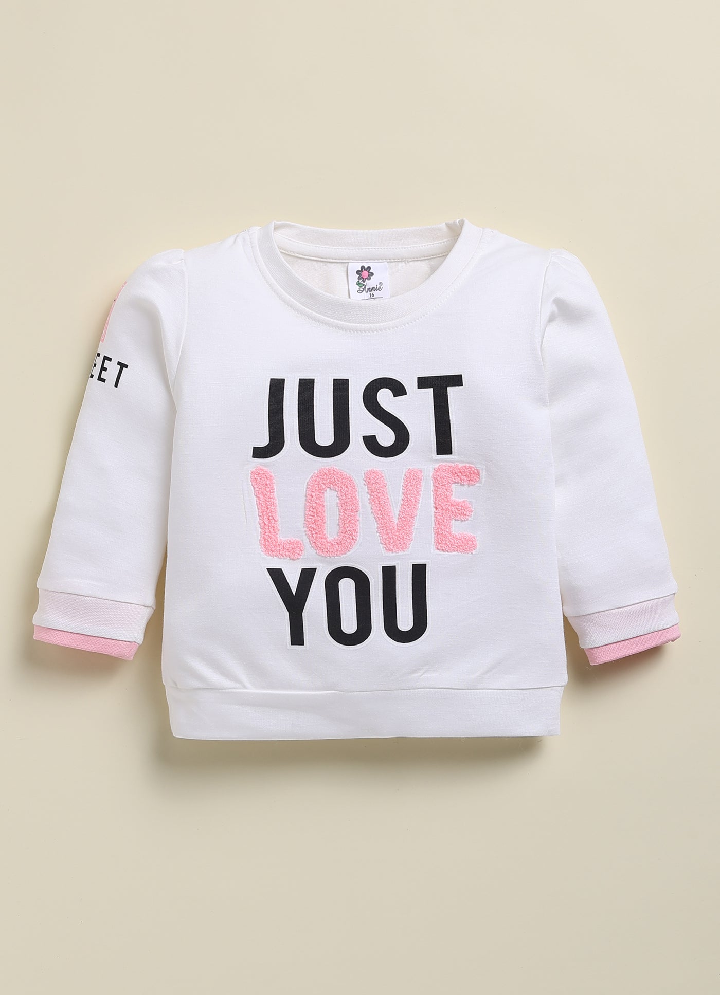Annie Kids 100% Lyocell Knit to Knit Full Sleeves Just love You Text Printed Pre  Winter Top & Palazo - Pink
