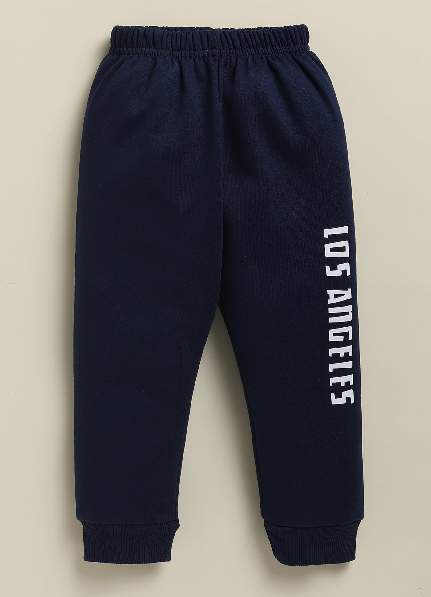 Annie Kids Fleece Knit to Knit Full Sleeves Los Angeles Text Printed Winterwear Sweatshirts & Pant - Red