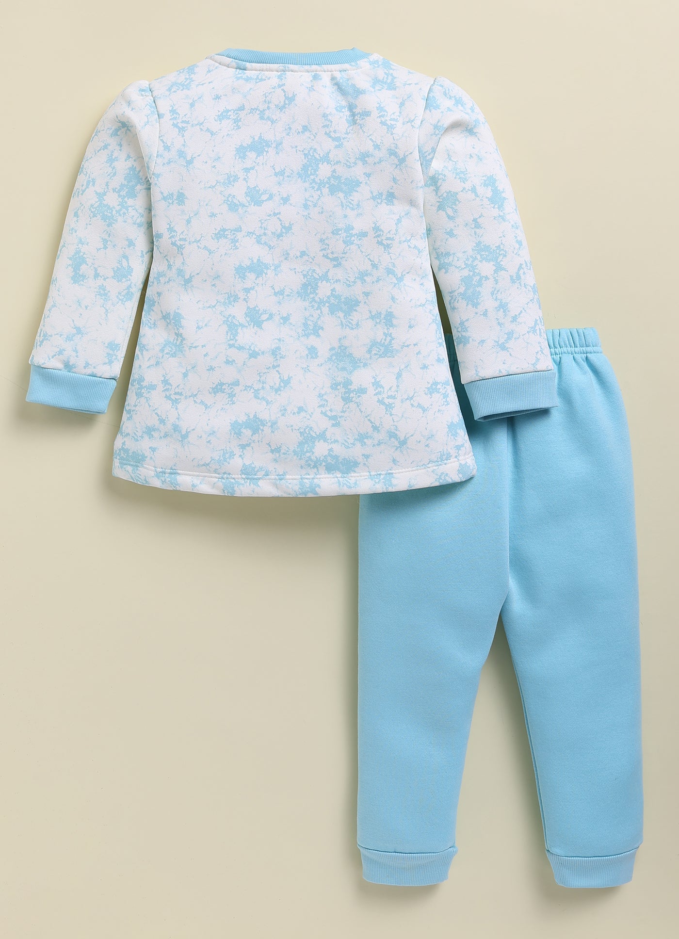 Annie Kids Fleece Knit to Knit Full Sleeves Minnie Printed Winterwear Sweatshirts & Pant - Peach