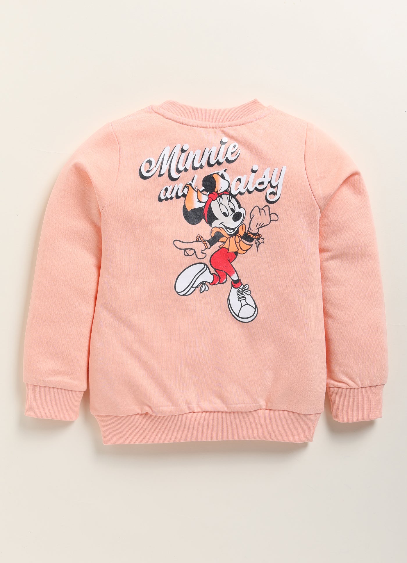 Biskid Girls Disney "Minnie and Daisy" Graphic Fleece Sweatshirt - Light Peach