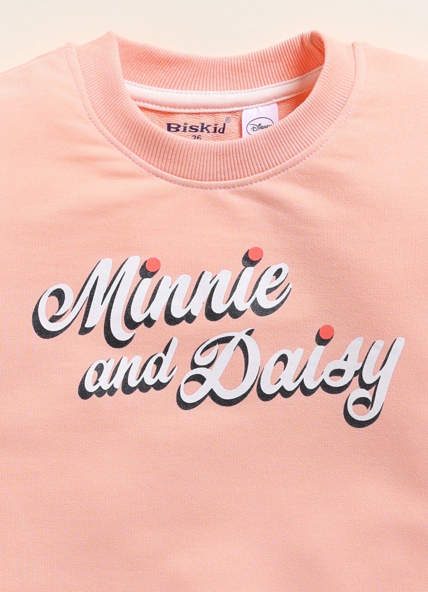 Biskid Girls Disney "Minnie and Daisy" Graphic Fleece Sweatshirt - Light Peach