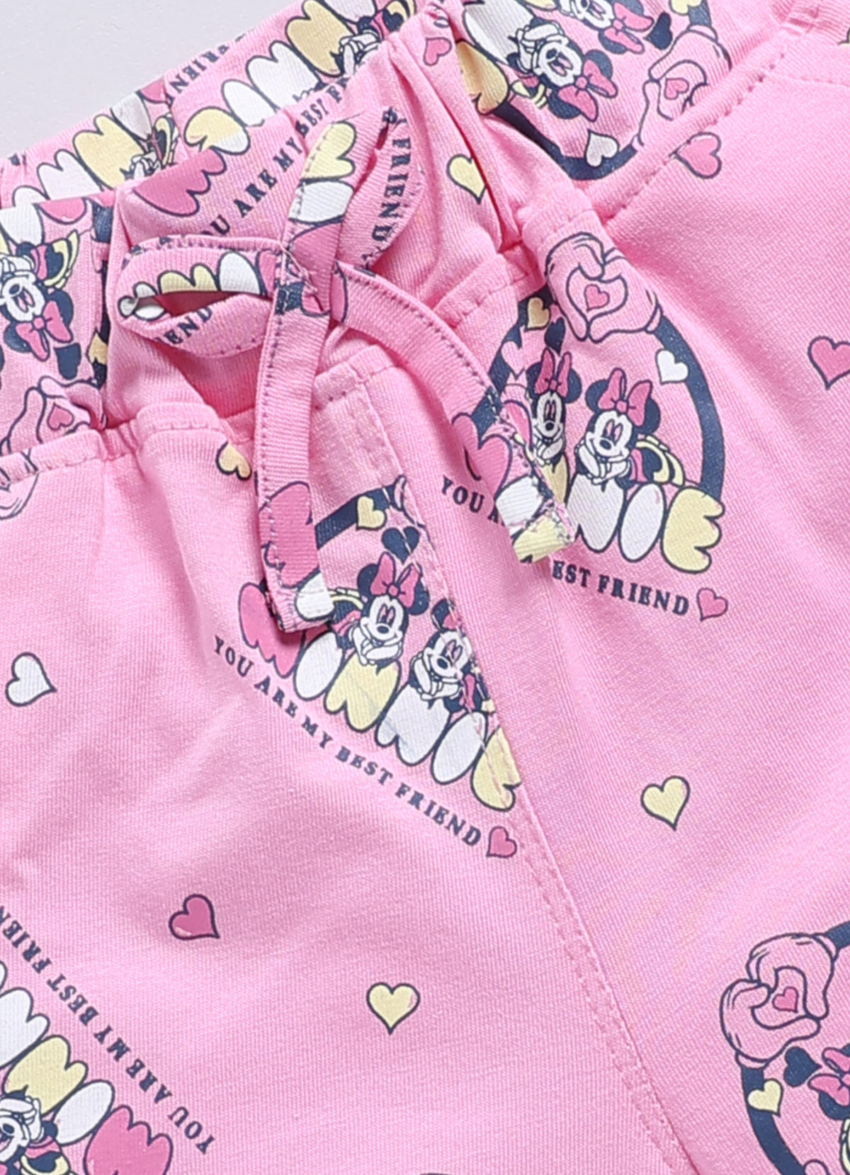 Biskid Girls Disney Light Peach & Pink Printed Casual Shorts Pack of 2