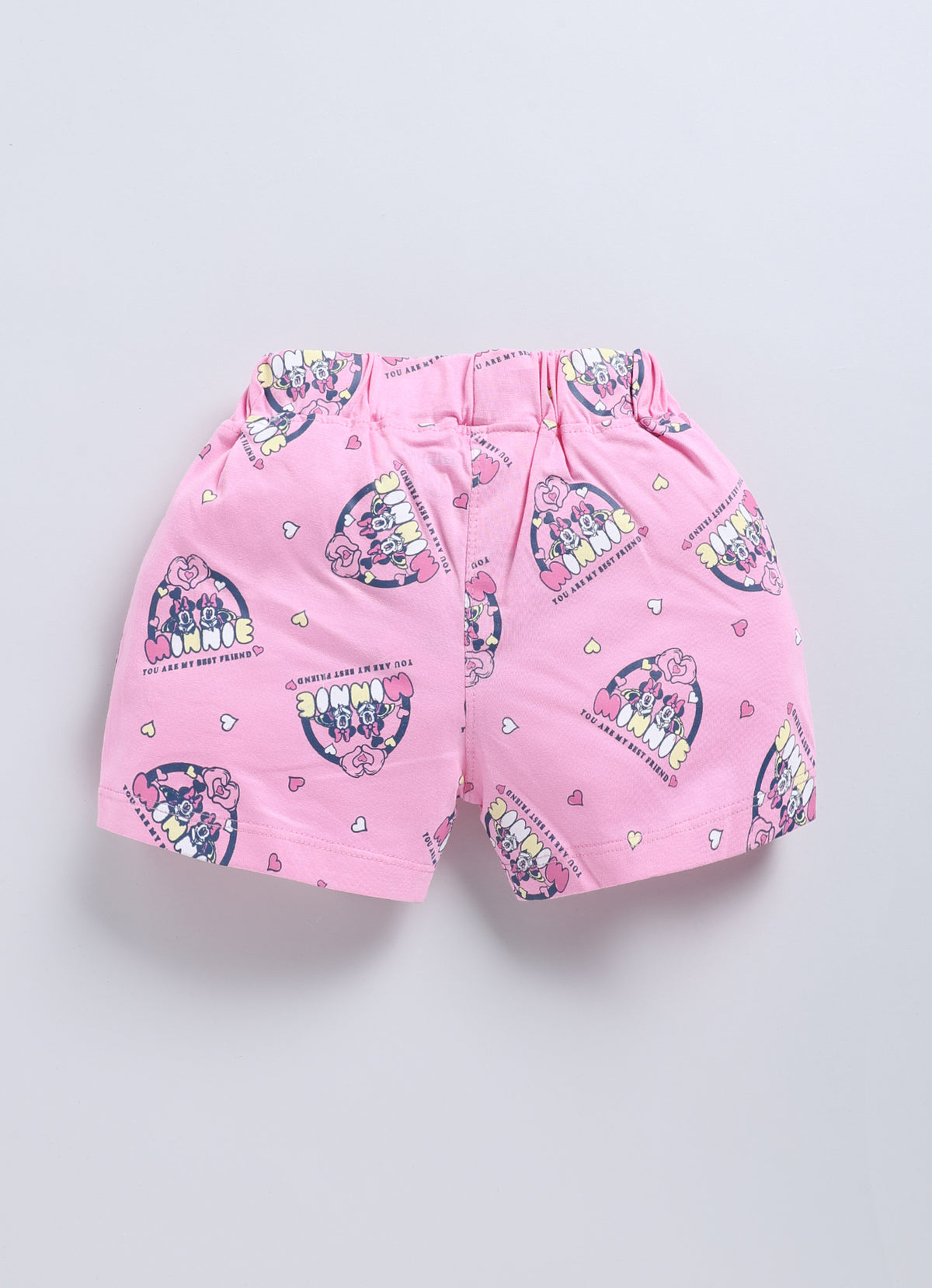 Biskid Girls Disney Light Peach & Pink Printed Casual Shorts Pack of 2