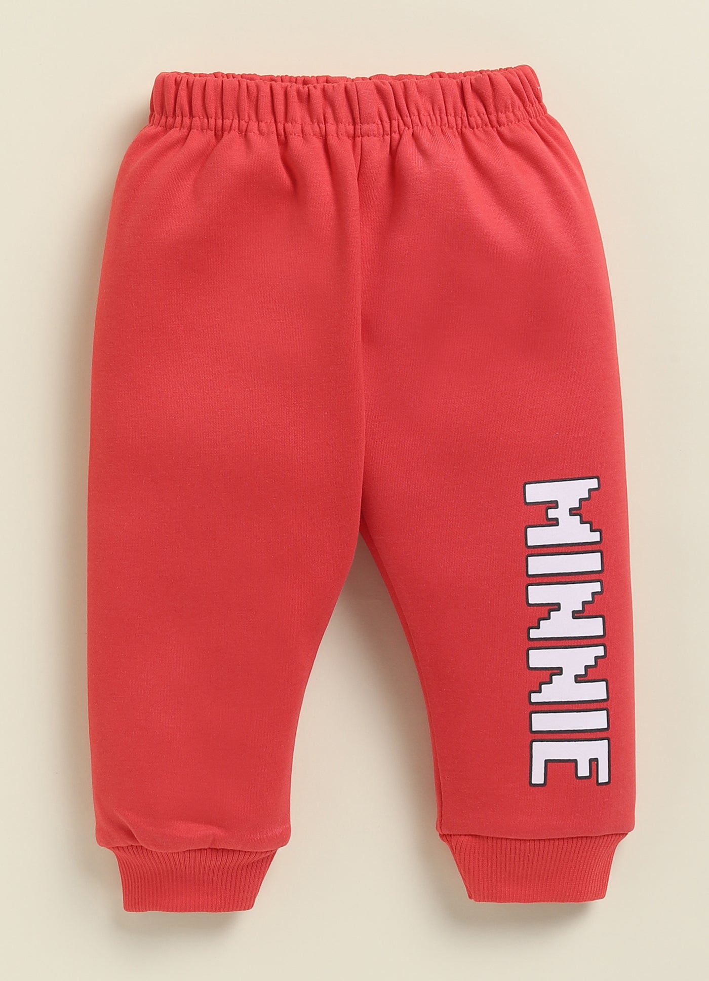Annie Kids Fleece Knit to Knit Full Sleeves Minnie Printed Winterwear Sweatshirts & Pant - Red