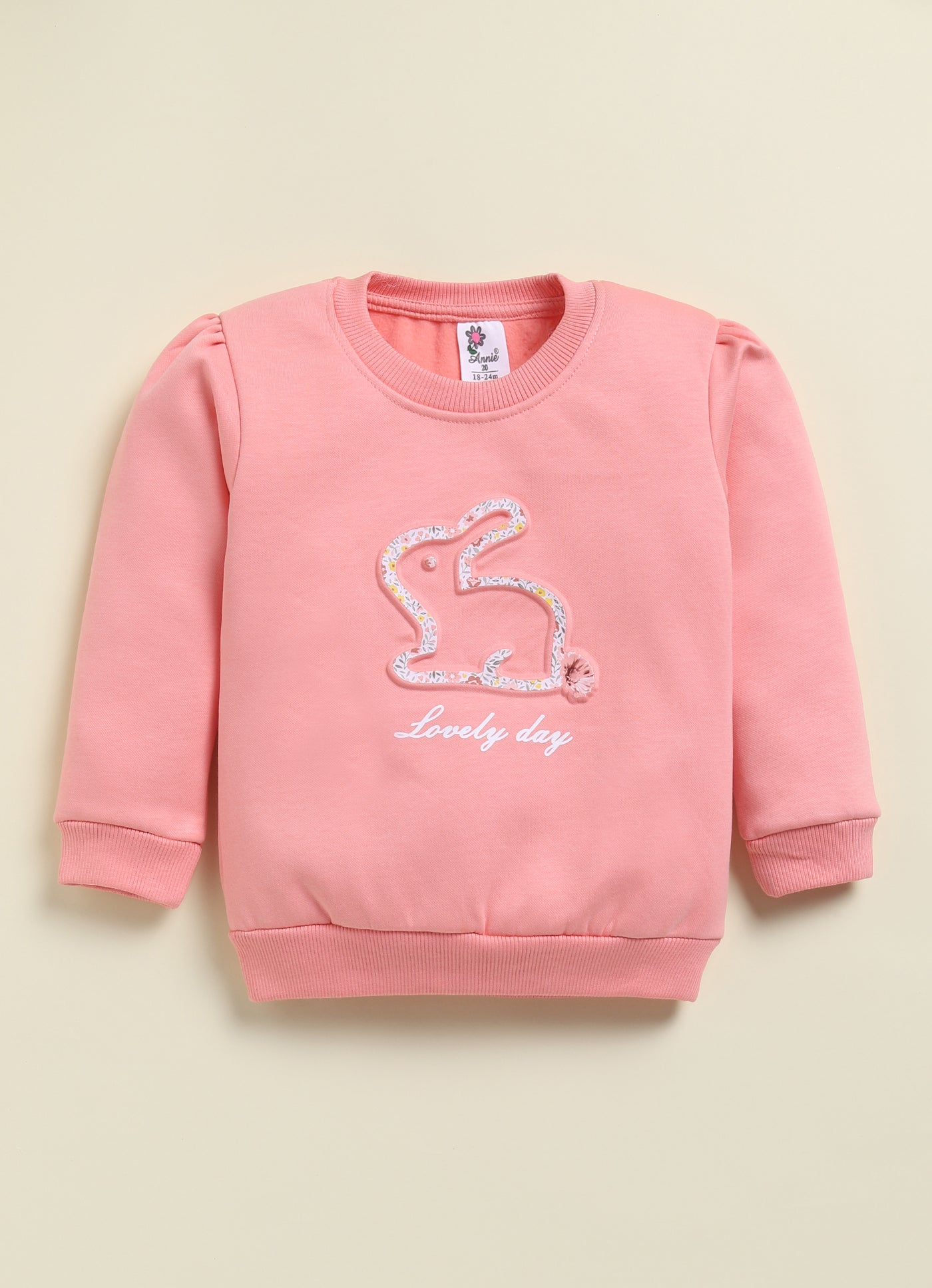 Annie Kids Fleece Knit to Knit Full Sleeves Lovley Day printed Winterwear Sweatshirts & Pant