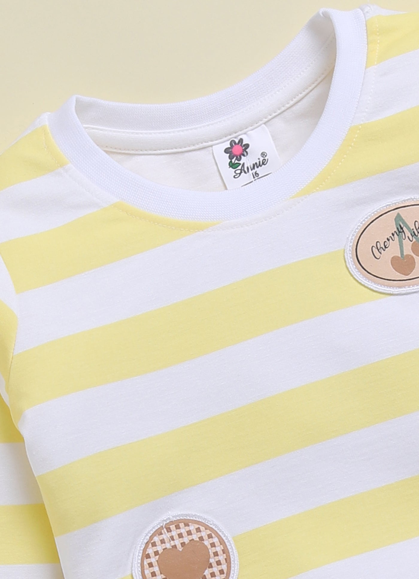 Annie Kids 100% Lyocell Knit to Knit Full Sleeves Stripes Pre  Winter Top & Pant - Pink