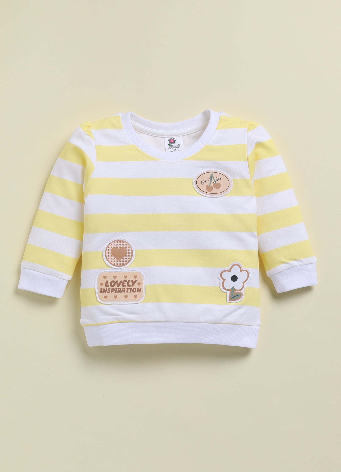 Annie Kids 100% Lyocell Knit to Knit Full Sleeves Stripes Pre  Winter Top & Pant - Pink