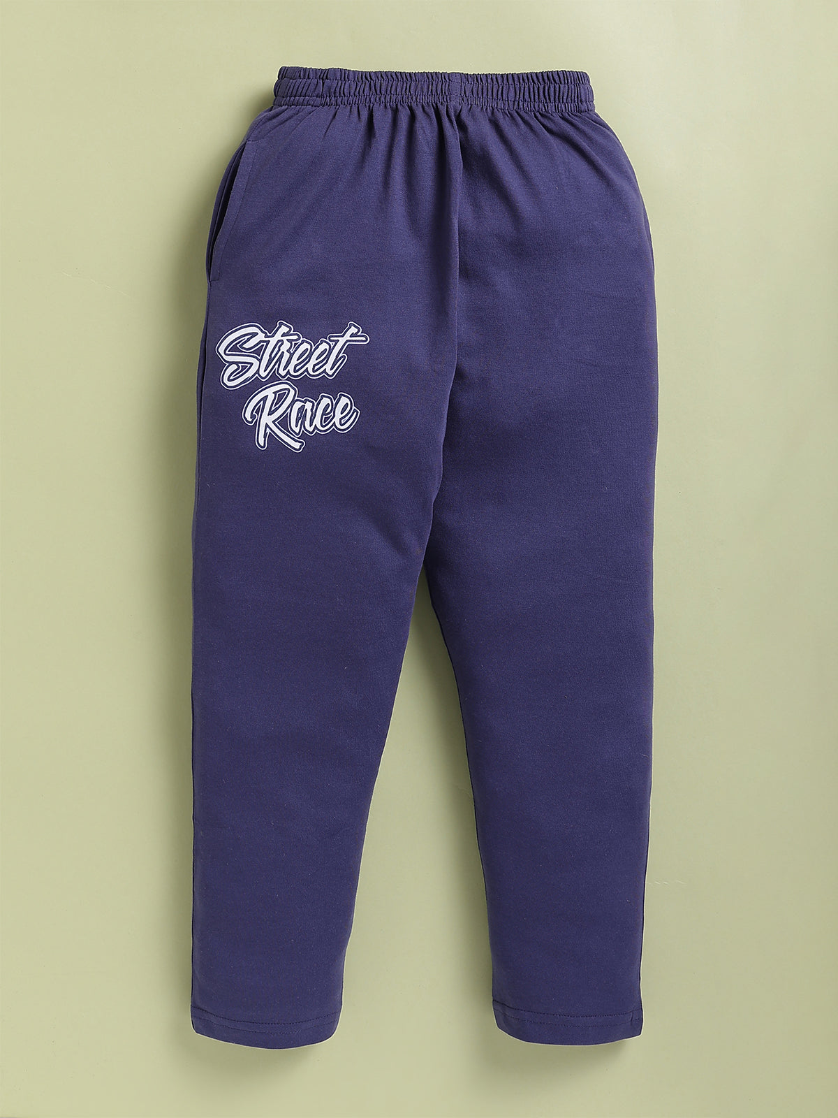 BISKID Cotton Knit Full Sleeves Street Race Text Printed Tshirt & Pant