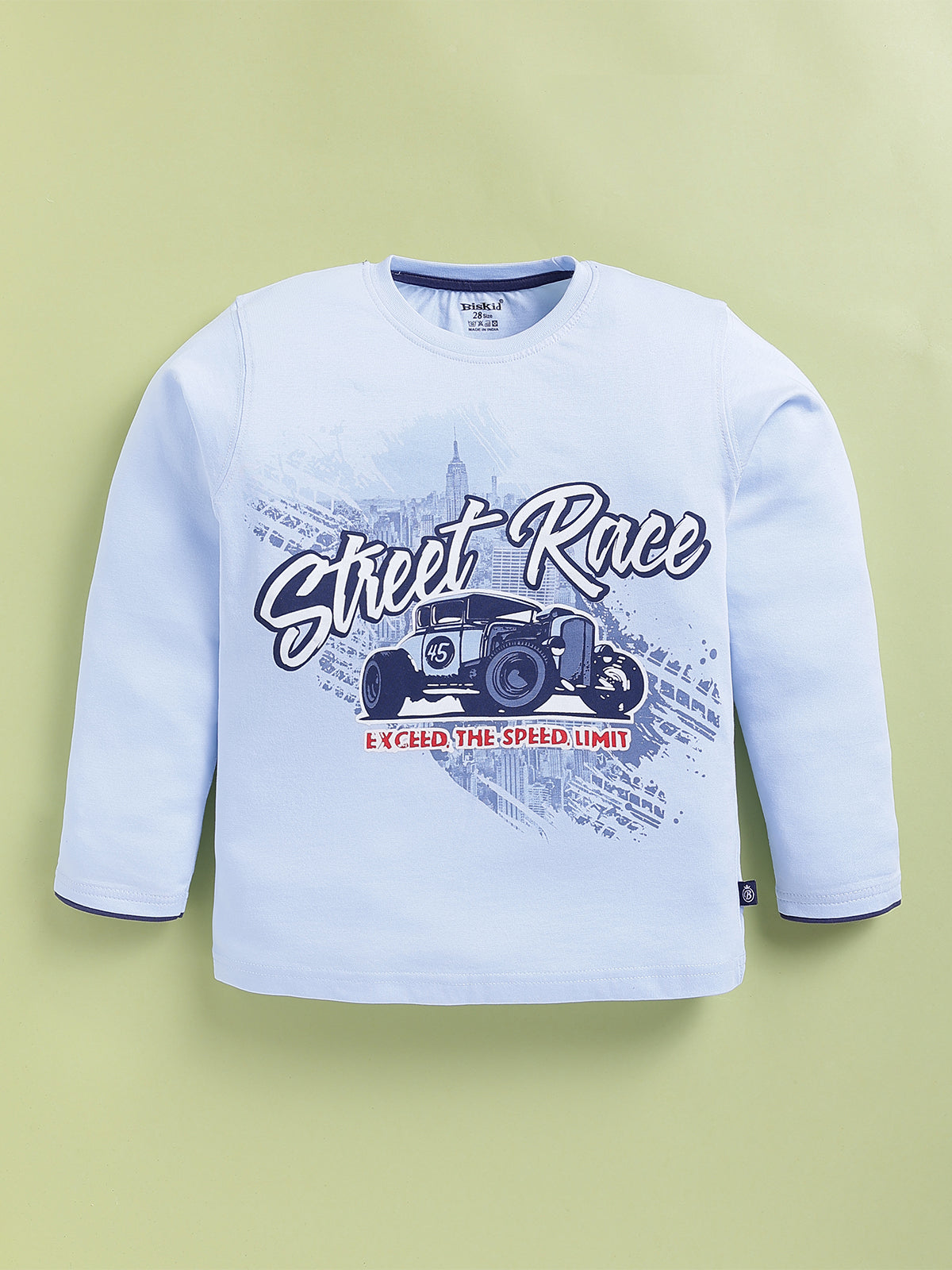 BISKID Cotton Knit Full Sleeves Street Race Text Printed Tshirt & Pant